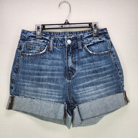 Vanilla Star Pants - Vanilla Star Jean Shorts Juniors 5 Cuffed Blue Womens